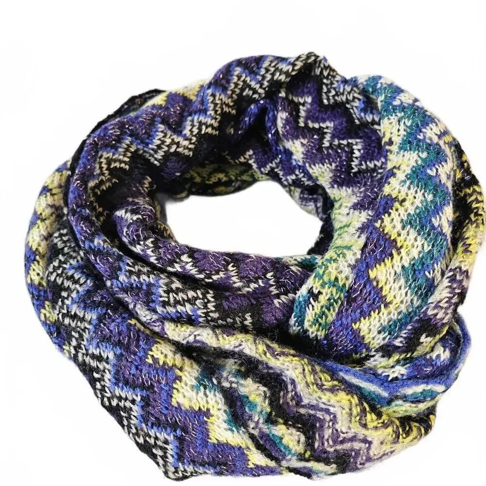 Multicolor Chevron Knit Infinity Scarf